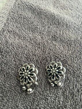 Silver Floral Drop Stud Earrings - Elegant Women Jewelry